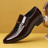 Men's Dress Shoes Elegant Animal Texture Slip-On for Weddings and Office Parties